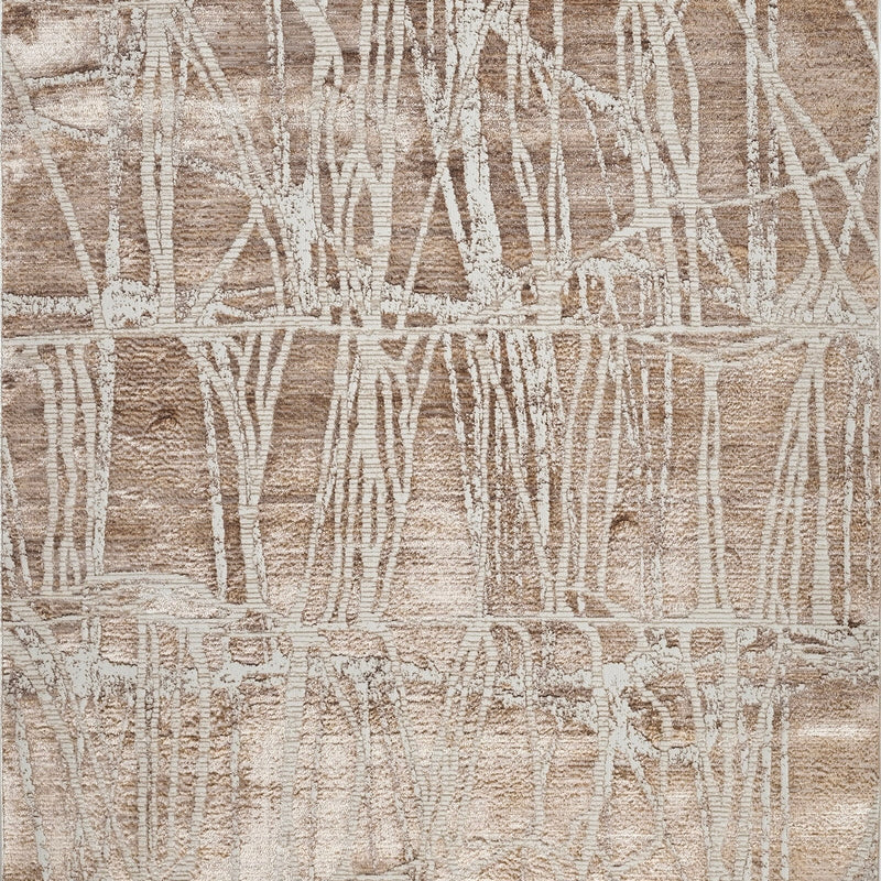 KAI 209 Polyester Fabric - Cream Rug With Subtle Bronze Abstract Design, Machine Made, Cotton Backing (3 Sizes)