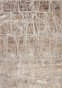 KAI 209 Polyester Fabric - Cream Rug With Subtle Bronze Abstract Design, Machine Made, Cotton Backing (3 Sizes)