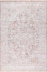 KAI 300 Polyester Rug - Cream Base, Textured Brick-Toned Oriental Motif, Grey Highlights, 5' 3" X 7' 4", 7' 9" X 10' 9", 10' X 13' (1 Unit)