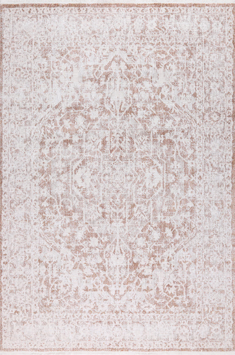 KAI 300 Polyester Rug - Cream Base, Textured Brick-Toned Oriental Motif, Grey Highlights, 5' 3" X 7' 4", 7' 9" X 10' 9", 10' X 13' (1 Unit)