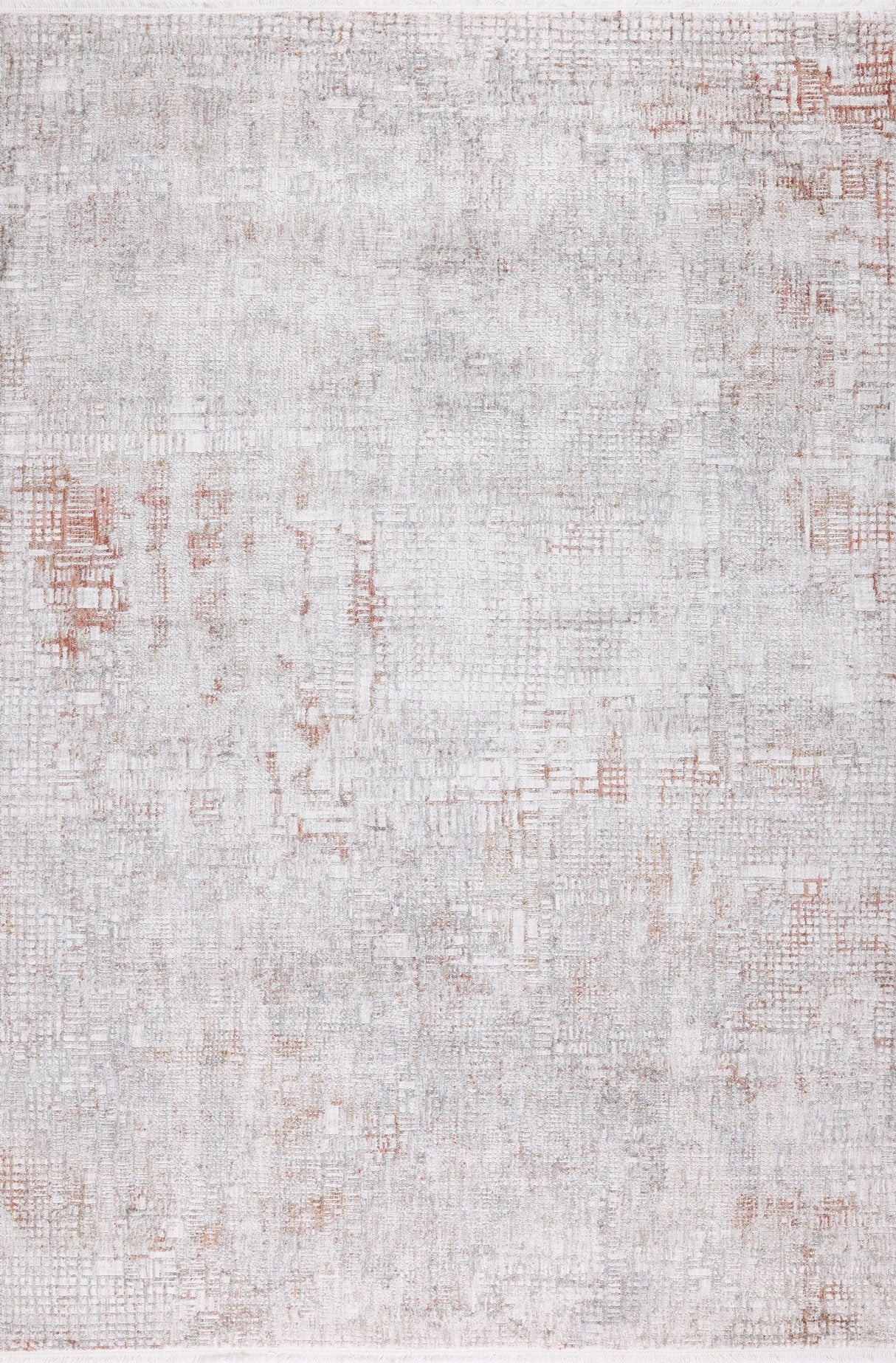 KAI 301 Polyester Rug - Abstract Cream With Brick Orange And Earth-Tone Accents, Machine Made, Cotton Backing (3 Sizes)