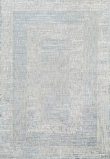 KAI 302 Polyester Fabric - Cream Geometric Blue, Silver, Charcoal Accents, High-Low Texture (1 Unit)