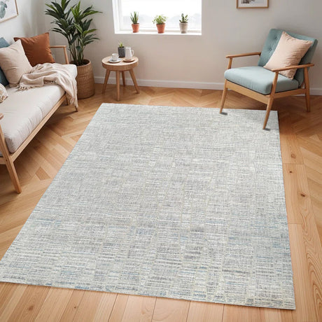 KAI 303 Polyester Fabric - Cream High-Low Abstract Pattern, Blue, Grey, Gold-Brown (5' 3" X 7' 4", 7' 9" X 10' 9", 10' X 13')