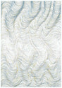 KAI 304 Polyester Fabric - Cream Rug With Blue, Gold-Brown & Silver Viscose Swirl Accents, Machine Made (5' 3" X 7' 4" / 7' 9" X 10' 9" / 10' X 13")
