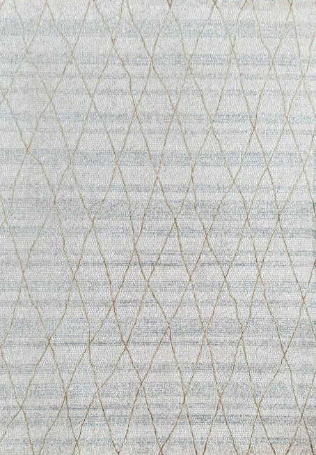 KAI 305 Polyester Fabric - Cream High-Low Texture, Blue Gray Gold-Brown Argyle Design, 5' 3" X 7' 4", 7' 9" X 10' 9", 10' X 13' (1 Unit)