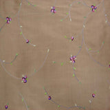 Kala Floral Embroidered Silk Dupioni Fabric - Aubergine, Blossom, Butter, Champagne, Oyster, Sage, 54" Width (1 Yard)