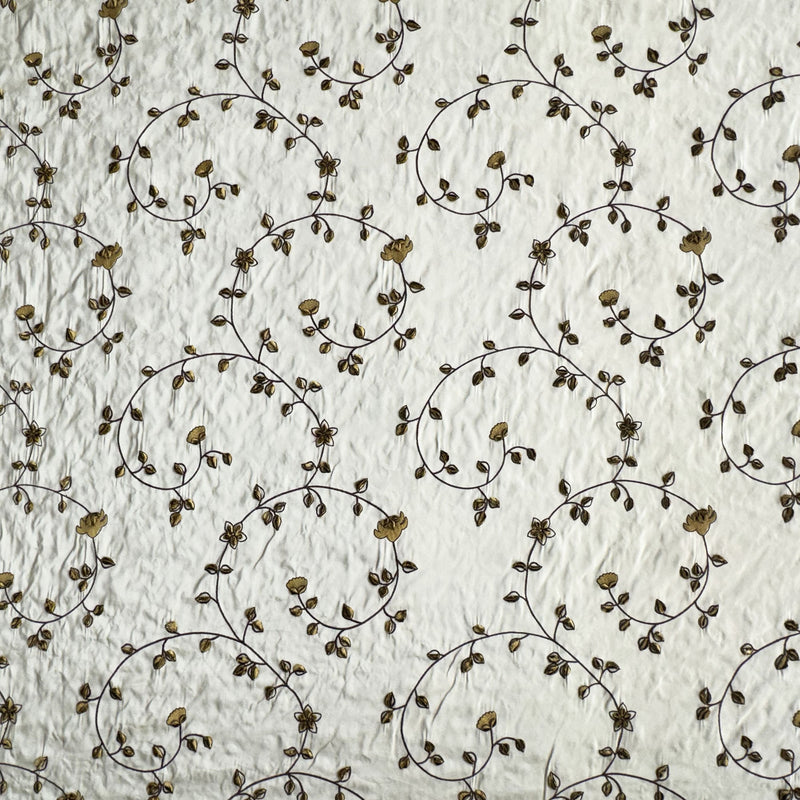 Kalei Fabric Silk Fabric - Floral Swirl Embroidered, 54" Width (1 Yard)