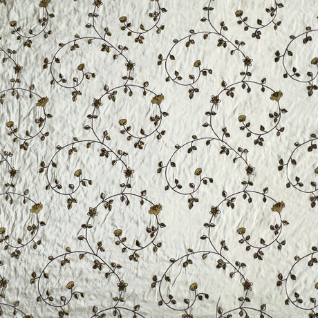 Kalei Fabric Silk Fabric - Floral Swirl Embroidered, 54" Width (1 Yard)