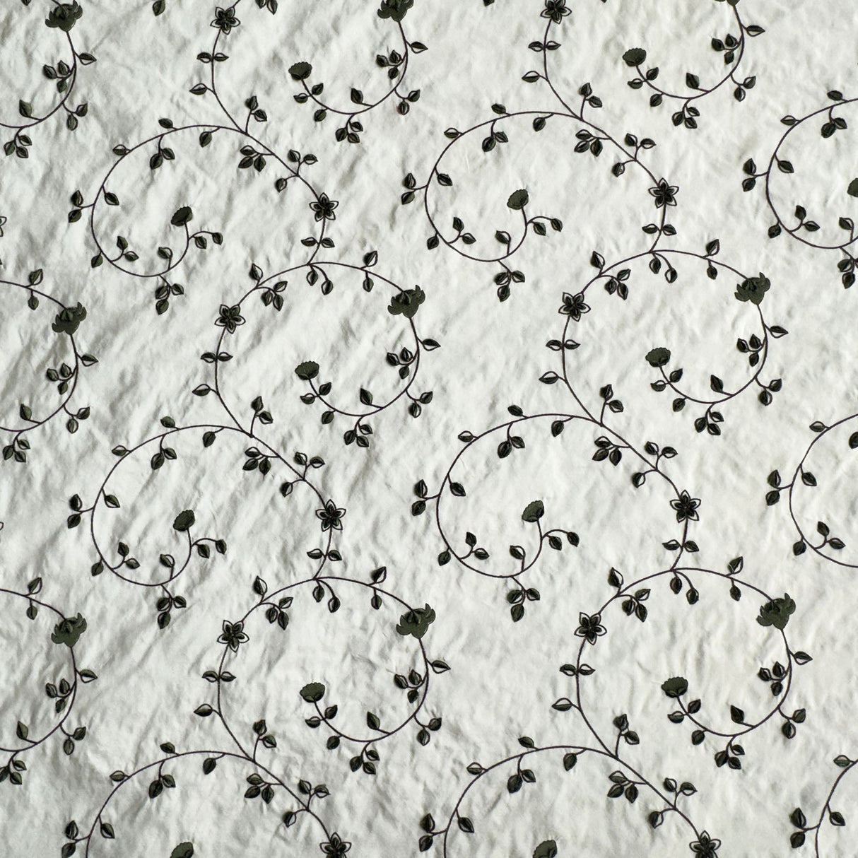 Kalei Fabric Silk Fabric - Floral Swirl Embroidered, 54" Width (1 Yard)
