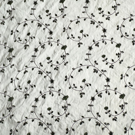 Kalei Fabric Silk Fabric - Floral Swirl Embroidered, 54" Width (1 Yard)
