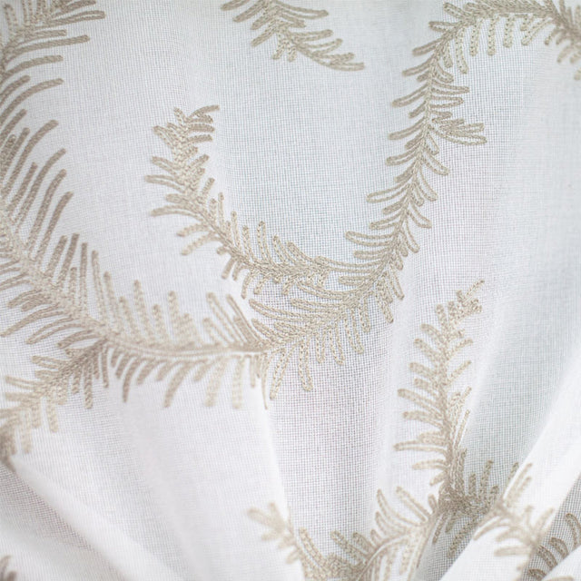 Karen Embroidered Floral Sheer Polyester Fabric - Beige, Ivory, White, Flax, 110" Width (1 Yard)