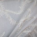 Karen Embroidered Floral Sheer Polyester Fabric - Beige, Ivory, White, Flax, 110" Width (1 Yard)