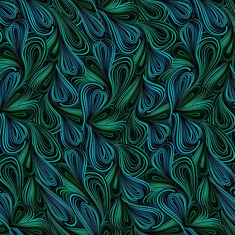 Cotton Wideback Fabric Green Multi Color Flow Print 108"
