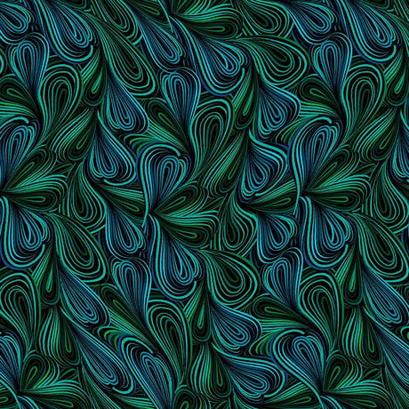 Cotton Wideback Fabric Green Multi Color Flow Print 108"
