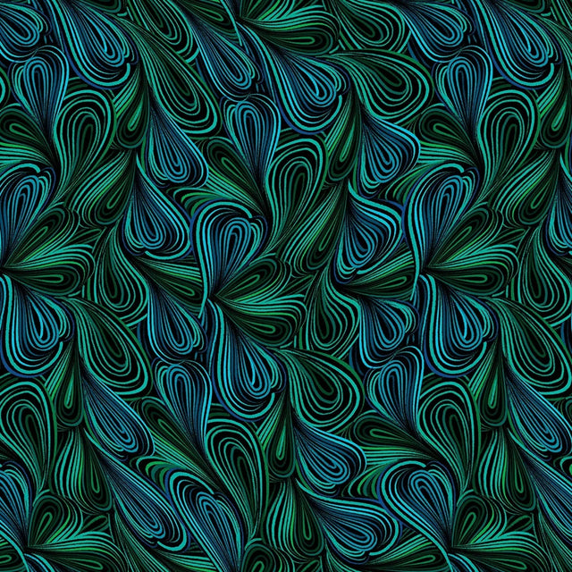Cotton Wideback Fabric Green Multi Color Flow Print 108"