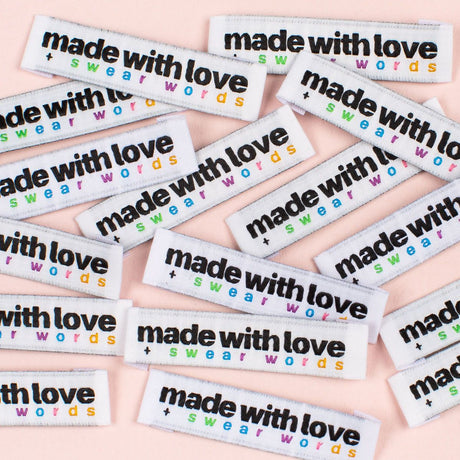 Woven Labels "Made with Love and Swear Words" 10 Pack