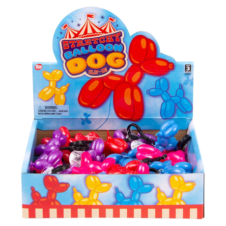 Stretchy Balloon Dog Clip-On Fidget (24 Pc Display)
