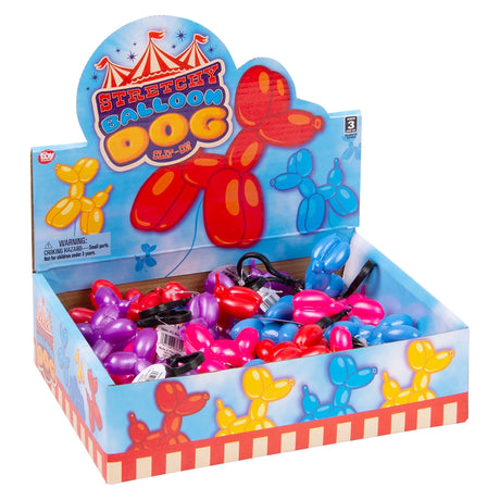 Stretchy Balloon Dog Clip-On Fidget (24 Pc Display)
