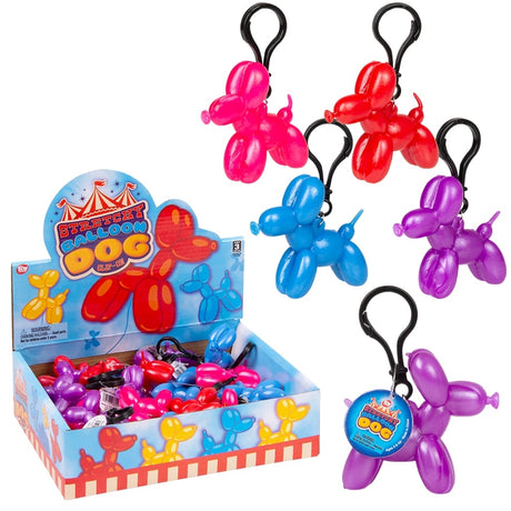 Stretchy Balloon Dog Clip-On Fidget (24 Pc Display)