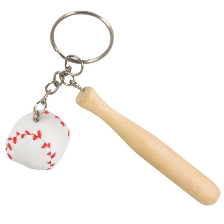 Wooden Bat Baseball Keychain (1 DZ)