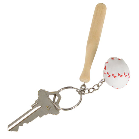 Wooden Bat Baseball Keychain (1 DZ)