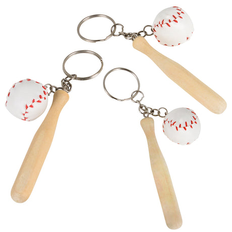 Wooden Bat Baseball Keychain (1 DZ)