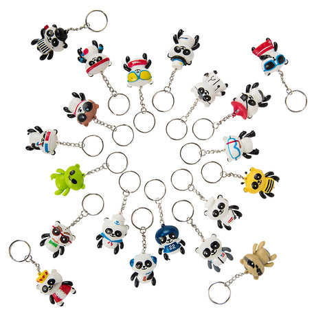 Panda Keychain Collectible Mini Figures (20 Pc Poly Bag)