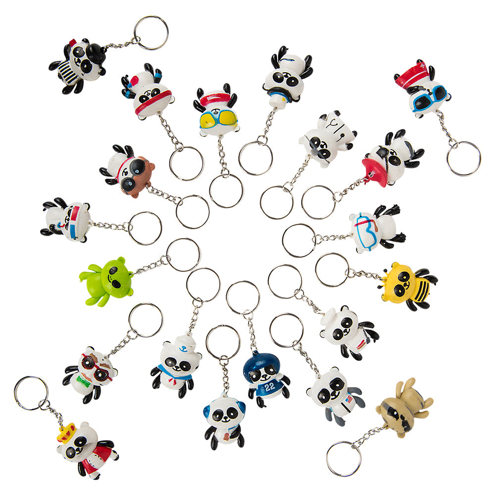 Panda Keychain Collectible Mini Figures (20 Pc Poly Bag)