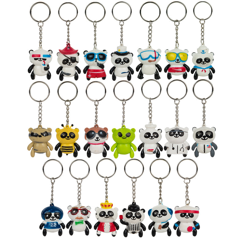 Panda Keychain Collectible Mini Figures (20 Pc Poly Bag)