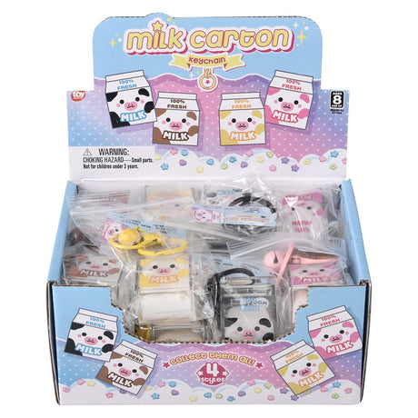 Kawaii Animal Milk Carton Liquid Clip On (24 Pc Display)