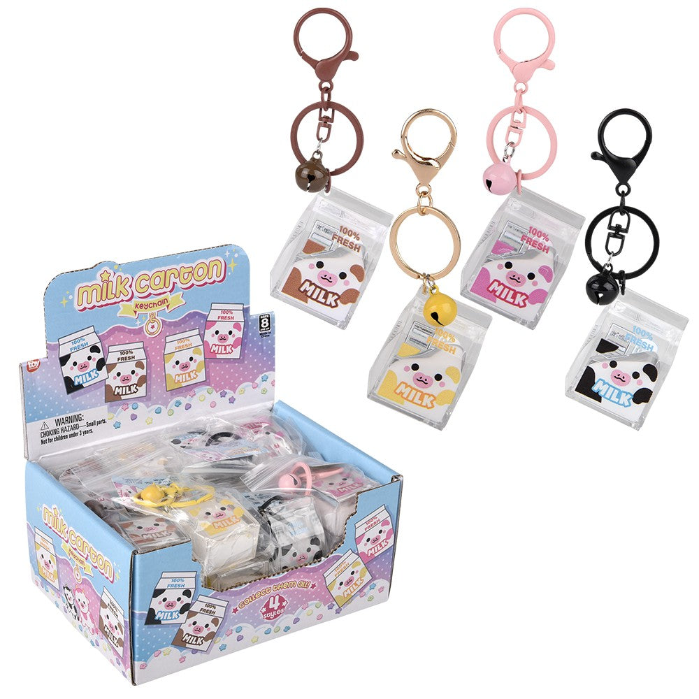Kawaii Animal Milk Carton Liquid Clip On (24 Pc Display)