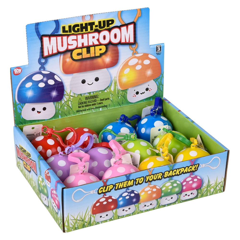 Light-Up Mushroom Clip-Ons (12 Piece Display)