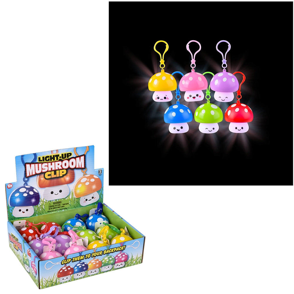 Light-Up Mushroom Clip-Ons (12 Piece Display)