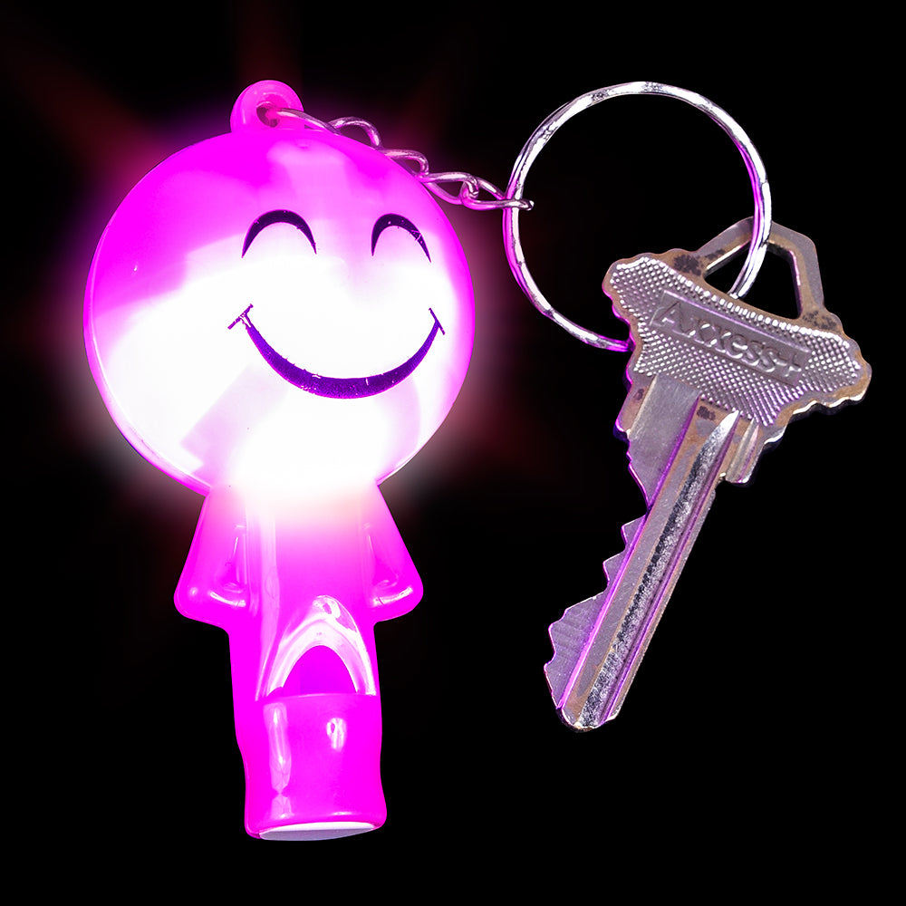 Light-Up Smiley Face Whistle Keychain (1 DZ)