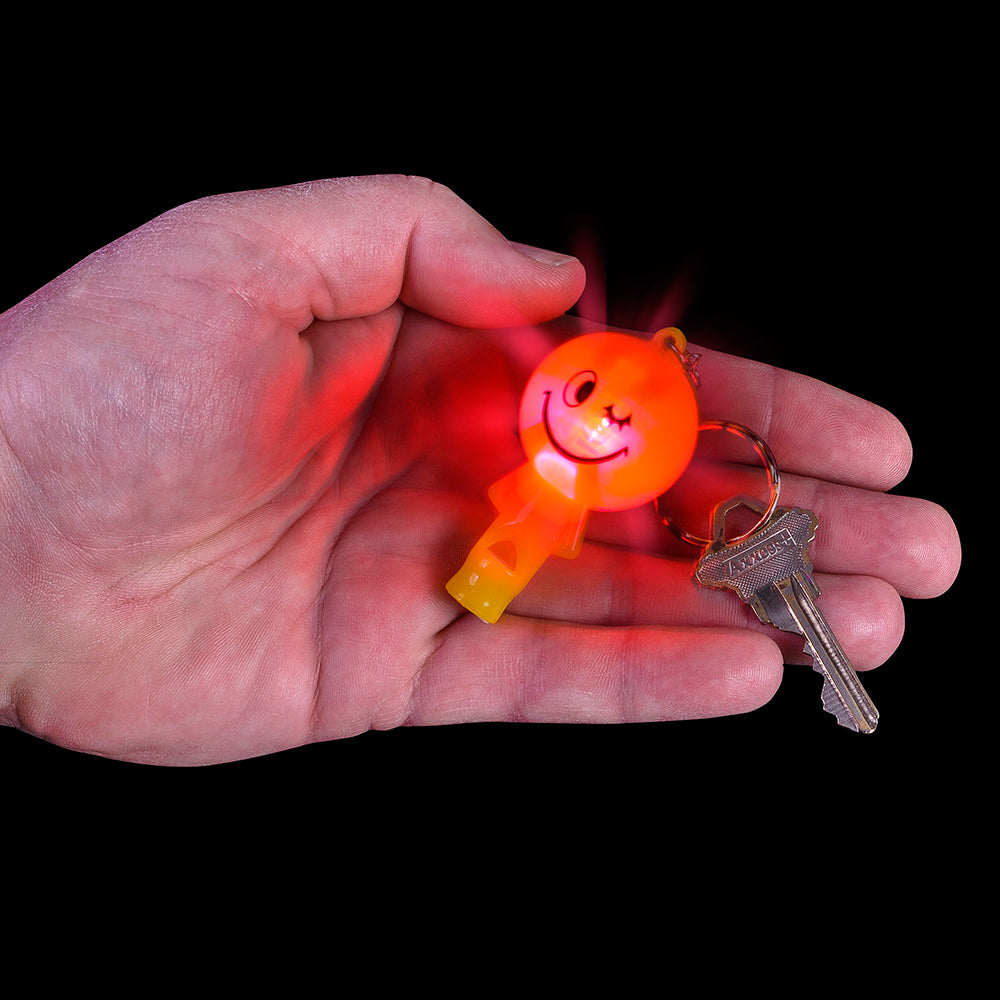 Light-Up Smiley Face Whistle Keychain (1 DZ)