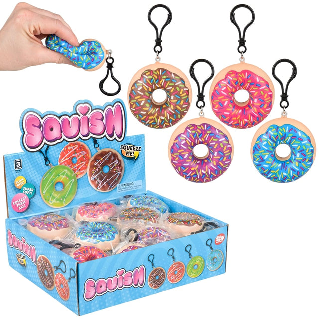 Squish Donut Backpack Clip (24 Pc Display)