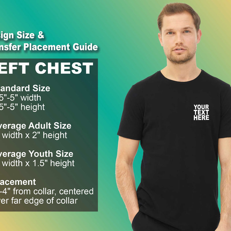 Pack: 12 Fast Custom T-Shirts – Personalized Photo, Logo, or Text Design (Left Chest - Black)