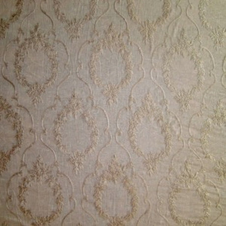 Kelly Embroidered Floral Sheer Polyester Fabric - Beige, Gray, Ivory, White, Flax, 110" Width (1 Yard)