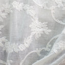 Kelly Embroidered Floral Sheer Polyester Fabric - Beige, Gray, Ivory, White, Flax, 110" Width (1 Yard)