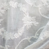 Kelly Embroidered Floral Sheer Polyester Fabric - Beige, Gray, Ivory, White, Flax, 110" Width (1 Yard)