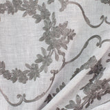 Kelly Embroidered Floral Sheer Polyester Fabric - Beige, Gray, Ivory, White, Flax, 110" Width (1 Yard)