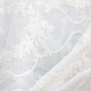 Kelly Embroidered Floral Sheer Polyester Fabric - Beige, Gray, Ivory, White, Flax, 110" Width (1 Yard)