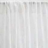 Kelly Embroidered Floral Sheer Polyester Fabric - Beige, Gray, Ivory, White, Flax, 110" Width (1 Yard)