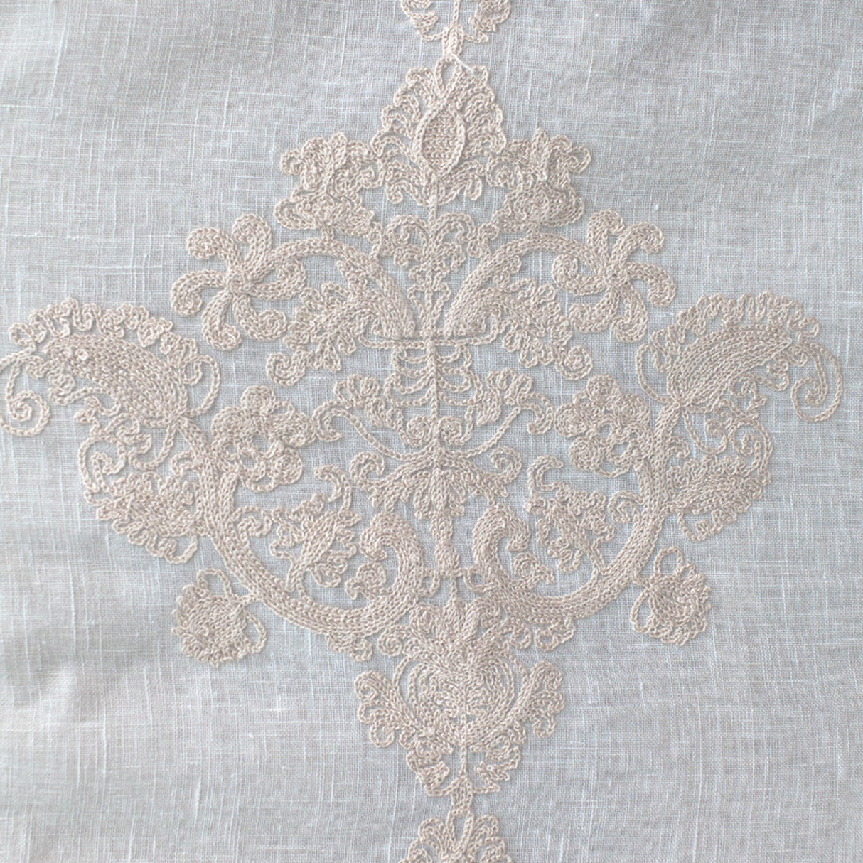 Kendall Fabric Polyester Sheer Fabric - Damask Embroidered, 110" Width (1 Yard)