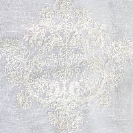 Kendall Fabric Polyester Sheer Fabric - Damask Embroidered, 110" Width (1 Yard)