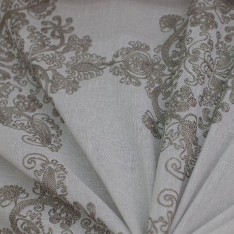 Kendall Fabric Polyester Sheer Fabric - Damask Embroidered, 110" Width (1 Yard)