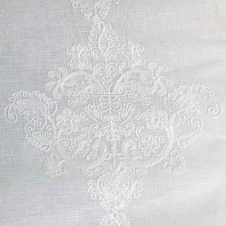 Kendall Fabric Polyester Sheer Fabric - Damask Embroidered, 110" Width (1 Yard)