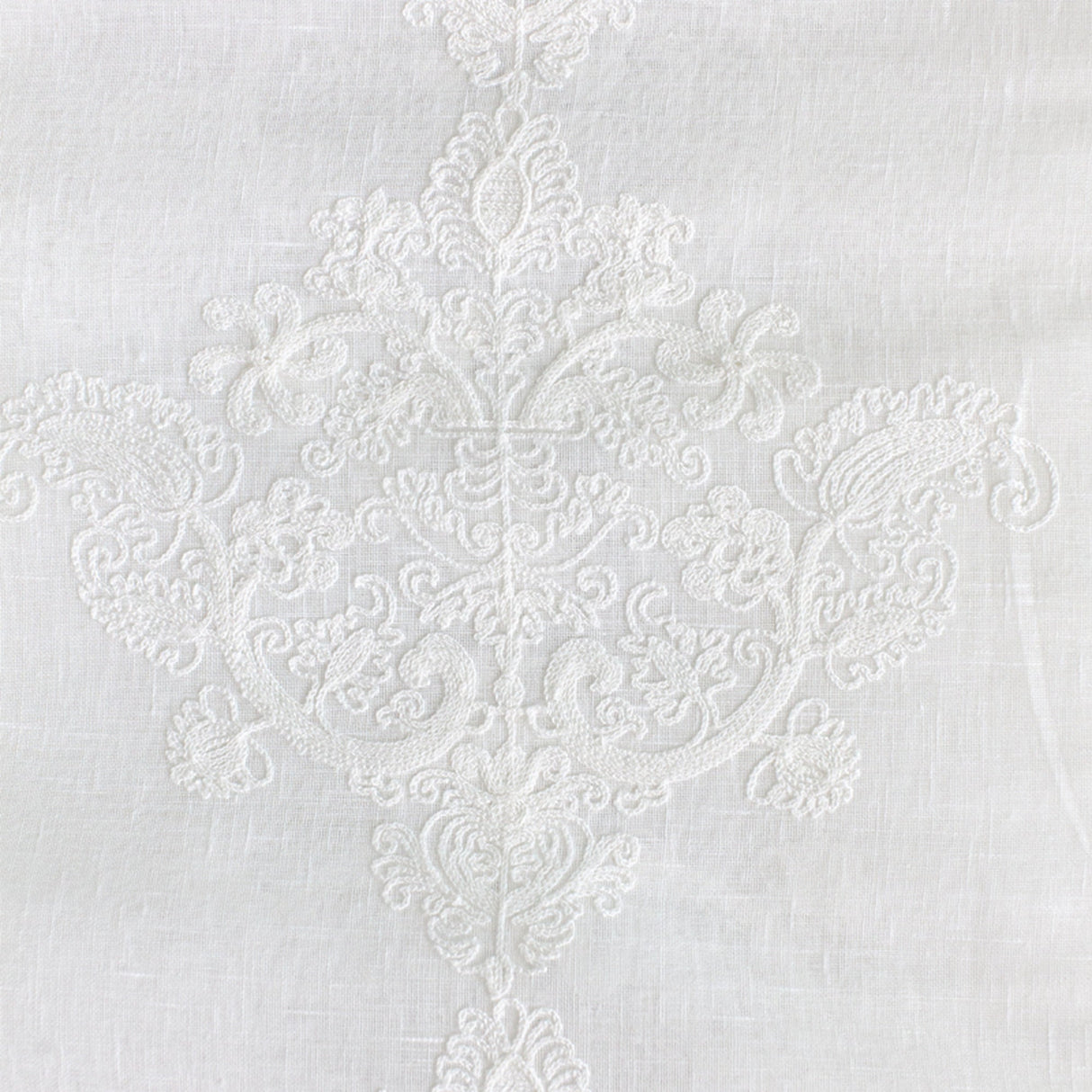 Kendall Fabric Polyester Sheer Fabric - Damask Embroidered, 110" Width (1 Yard)