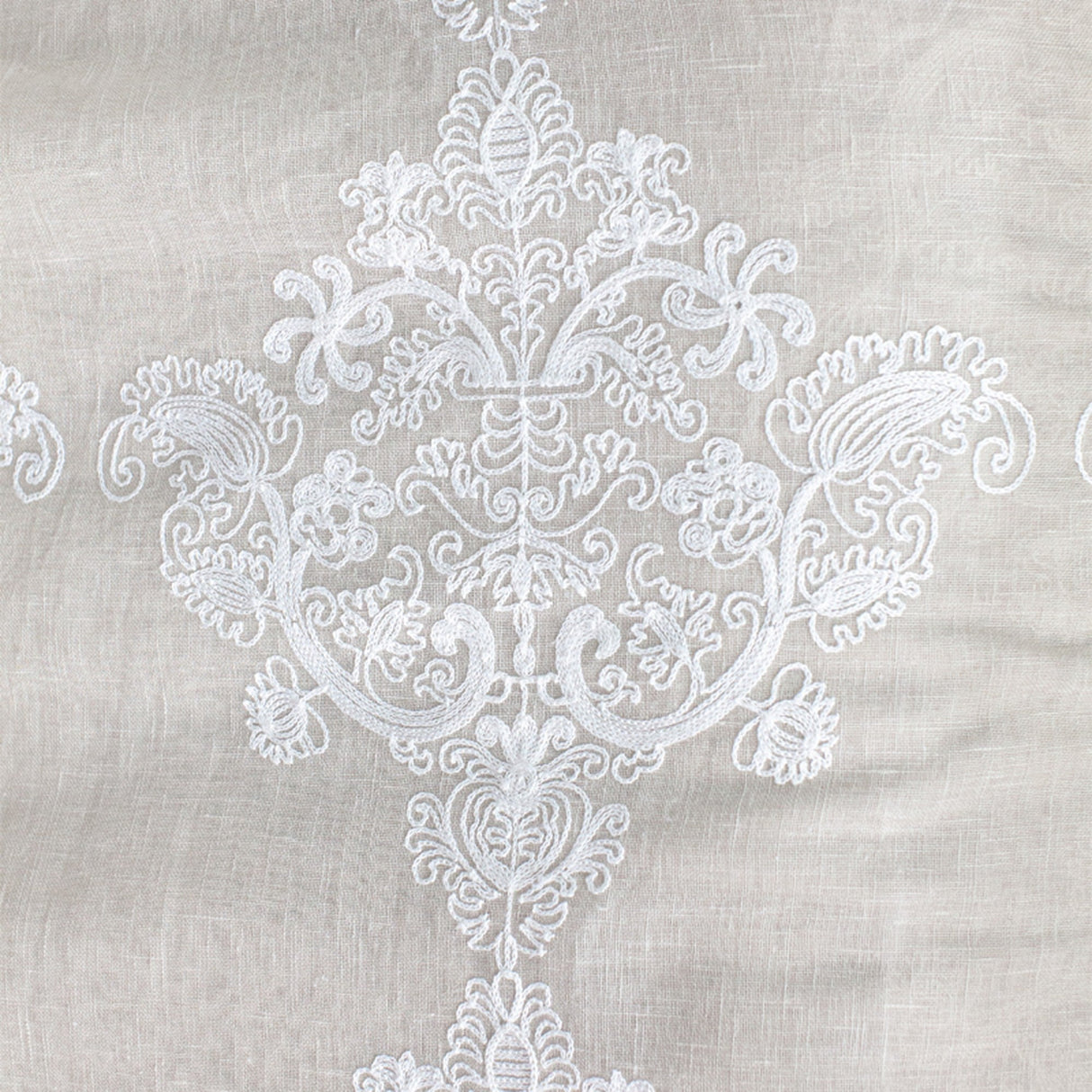 Kendall Fabric Polyester Sheer Fabric - Damask Embroidered, 110" Width (1 Yard)