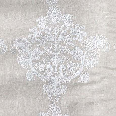 Kendall Fabric Polyester Sheer Fabric - Damask Embroidered, 110" Width (1 Yard)